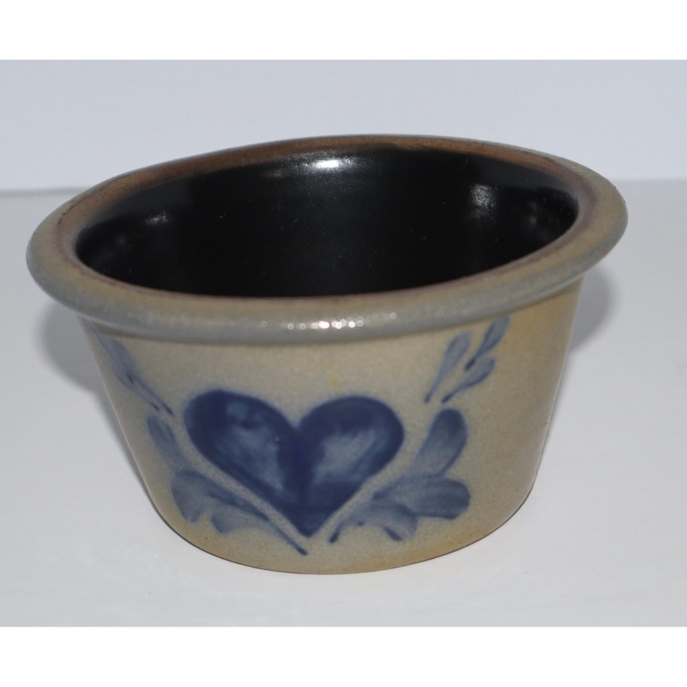 Rowe Pottery Works 1999 Salt Glaze Stoneware Heart Bowl Cambridge WI Vintage